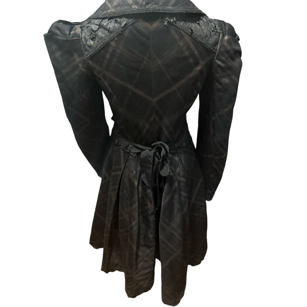 Vtg Lip Service Steampunk Victorian Goth Dress Small Black Plaid Whimsigoth - Picture 6 of 15